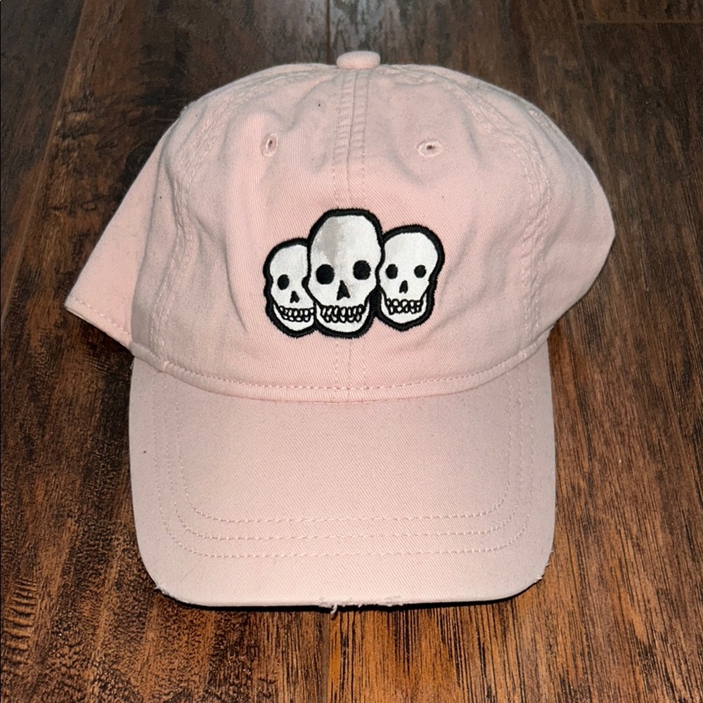 Pink Skull Embroidered Cap